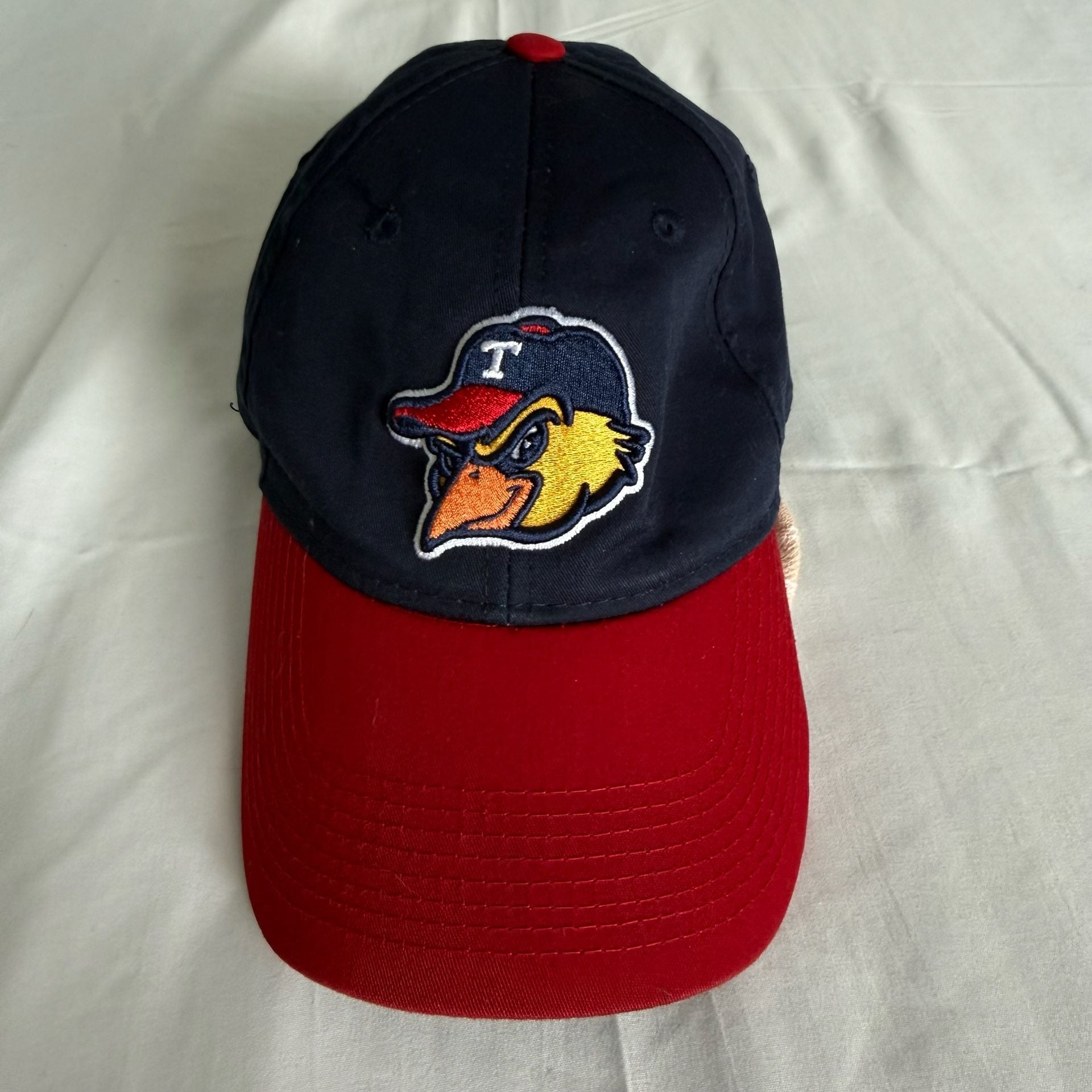 Toledo Mud Hens Milb Oc Sports Adjustable Strapback Baseball Hat Navy Red